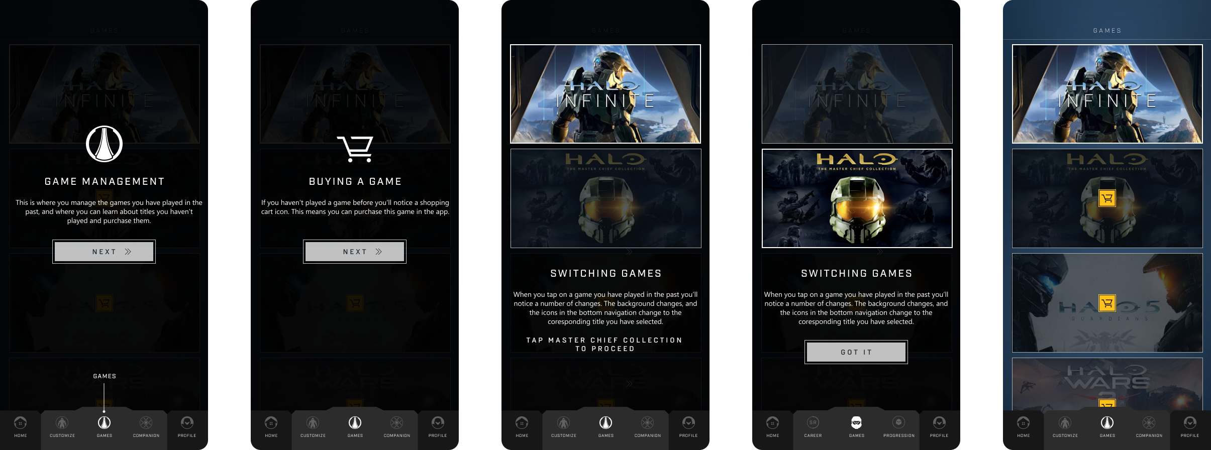 FTUE signed-in flow — screens 6–10
