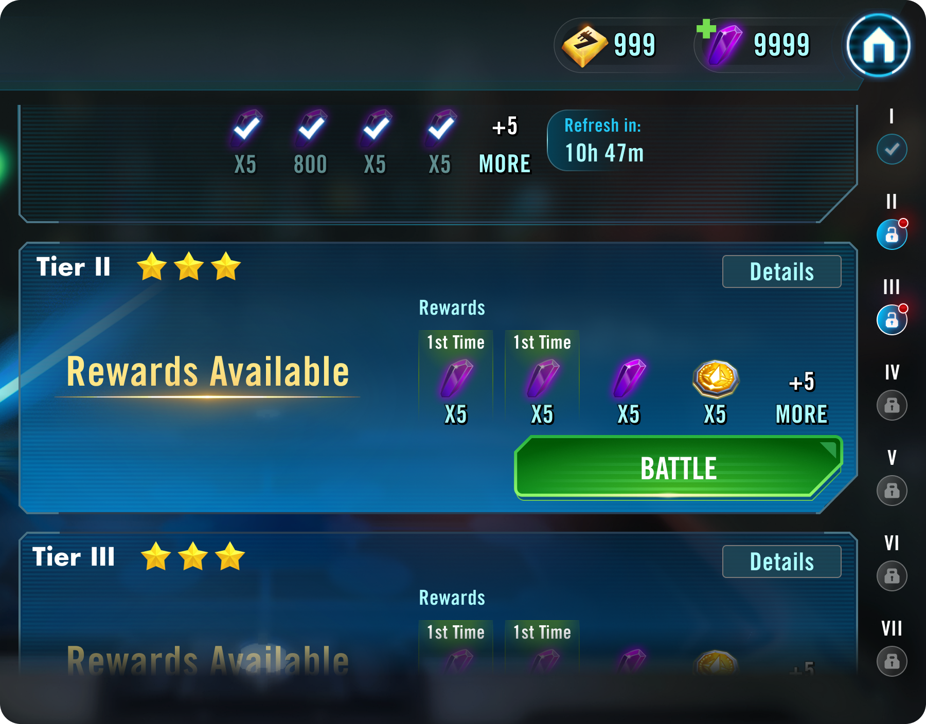 Side navigation design with tier scroll