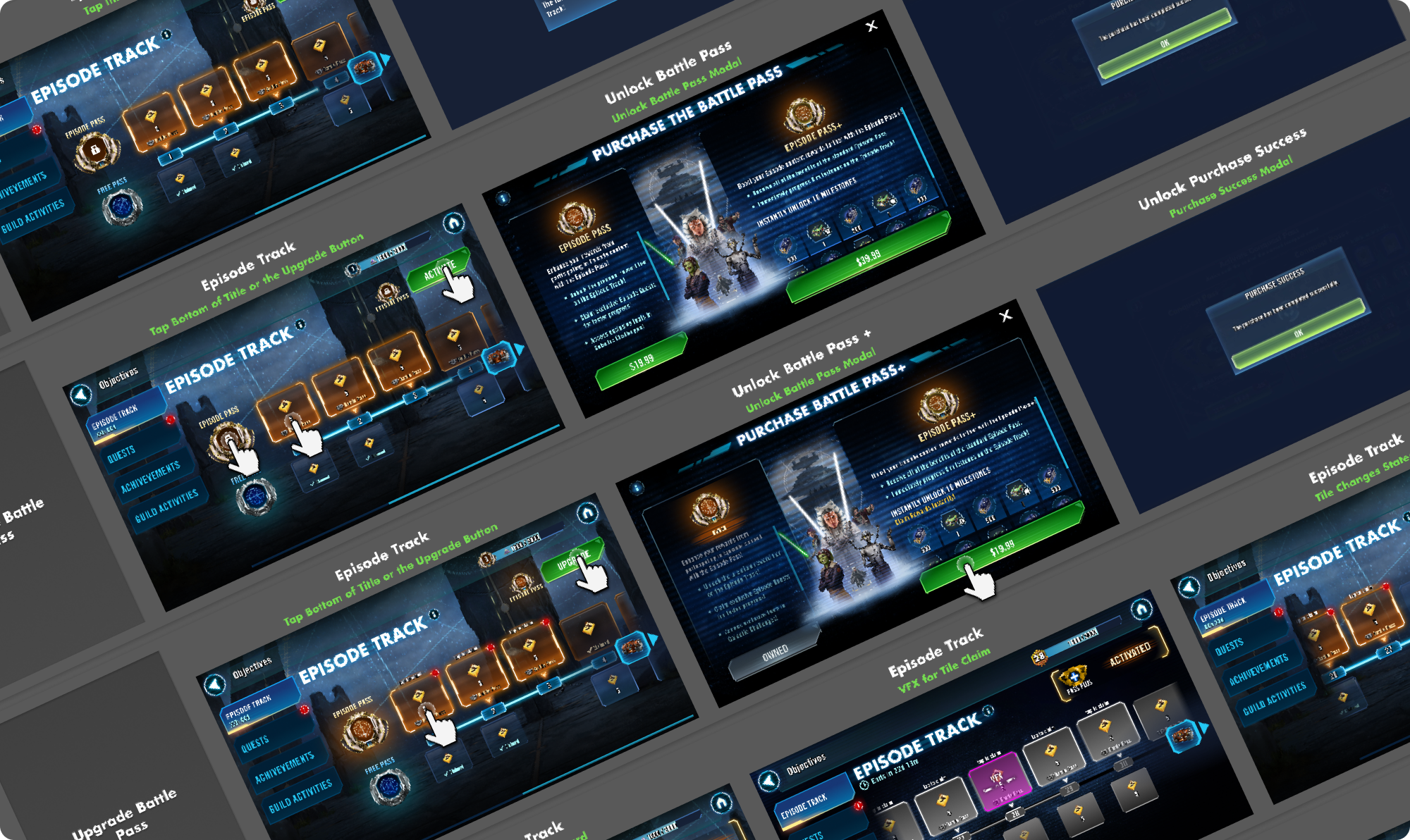 Episode Pass wireframes